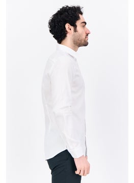 Jules Men Slim Fit Textured Long Sleeves Casual Shirt, White  - Image 4