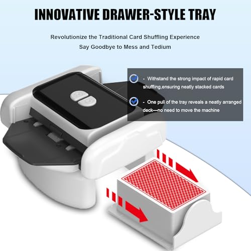 Holwim Automatic Card Shuffler 1-2 Decks, Rechargeable Portable Card Shuffler, Electric Playing Cards Shuffling Machine with Auto/Manual for Poker, UNO, Blackjack, Texas Hold'em, Skip-Bo, Phase 10 - Image 3