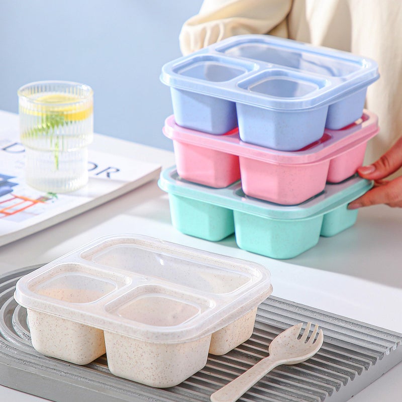 TOUWMX Bento Box For Kids, 4 Pack 3 Compartments Meal Prep Containers Reusable Lunch Containers, Food Storage Containers With Lids, Stackable Snack Boxes for School, Work, and Travel - Image 4