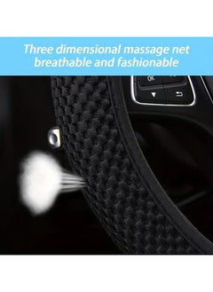 Generic Car Steering Wheel Cover Ice Silk Stretch Breathable Non-slip Steering Wheel Cover For Easy Installation And Removal Universal Automobile Interior Accessories(Black)  - Image 5