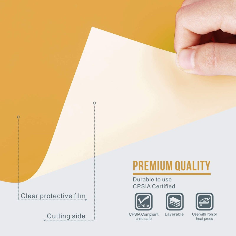 Sooez 12" x 12ft Heat Transfer Vinyl Rolls, PU (Strong Stretchy) HTV Vinyl Gold for Shirts, Sooez Iron on Vinyl for All Cutter Machine, Easy to Cut & Weed for DIY Heat Vinyl Design, Matte Finish - Image 3