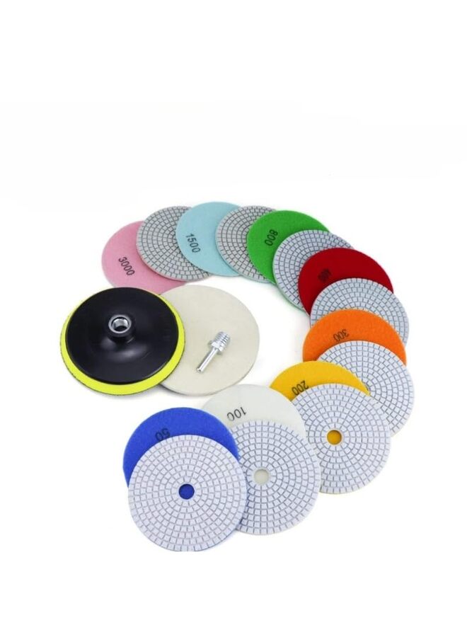 12 قطعة من وسادات تلميع الماس، رطبة/جافة، لحجر الجرانيت، حبيبات من 50 إلى 6000، للمثقاب، والطاحونة، وآلة التلميع - للخرسانة، والرخام، والحجر، وأسطح الكوارتز - Image 1