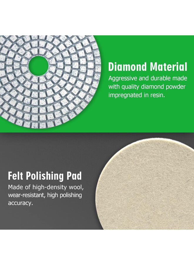 12 قطعة من وسادات تلميع الماس، رطبة/جافة، لحجر الجرانيت، حبيبات من 50 إلى 6000، للمثقاب، والطاحونة، وآلة التلميع - للخرسانة، والرخام، والحجر، وأسطح الكوارتز - Image 2