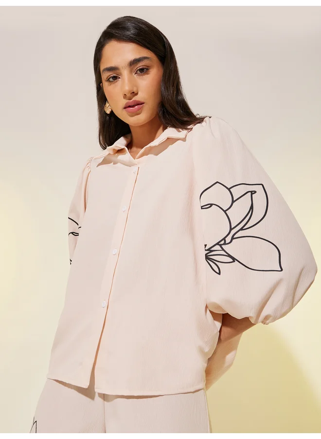 Take Two Take Two Floral Print Balloon Sleeves Shirt and Pants Co-Ords