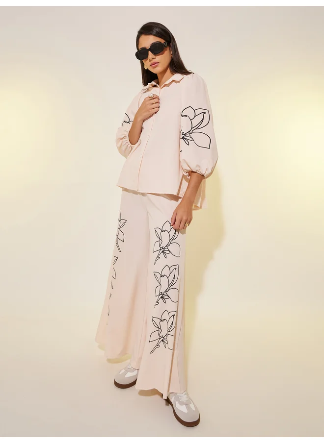 Take Two Take Two Floral Print Balloon Sleeves Shirt and Pants Co-Ords