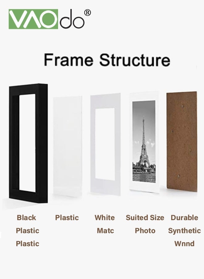 VAOdo 4-Piece Picture Frame Set, Photo Display Frame with Gasket, Art Painting Frames, Lightweight Photo Frames, Suitable for Wall Tabletop Desktop Decor, Black - Image 3