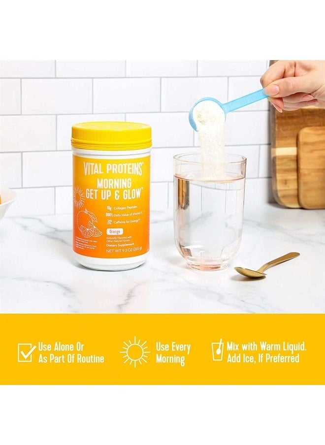 Vital Proteins - Morning Get Up and Glow Collagen peptides Powder Supplement, 90mg Caffeine for Energy & Vitamin C & Biotin & Hyaluronic Acid - 9.3oz - Image 1