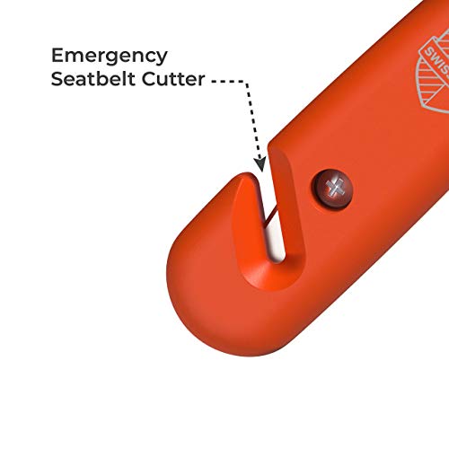 Swiss Safe Durable 5-1 Car Safety Hammer Window Breaker Breaker Tool w/Seatbelt Cutter - Emergency Escape Glass Hammer - Truck, Car Safety Essentials & Accessories - Orange, 1 Pack - Image 3