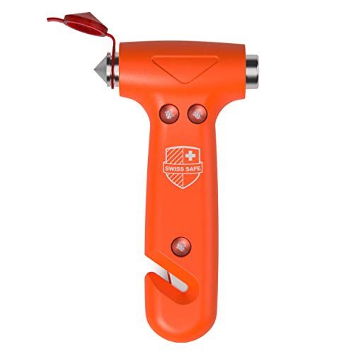 Swiss Safe Durable 5-1 Car Safety Hammer Window Breaker Breaker Tool w/Seatbelt Cutter - Emergency Escape Glass Hammer - Truck, Car Safety Essentials & Accessories - Orange, 1 Pack - Image 1