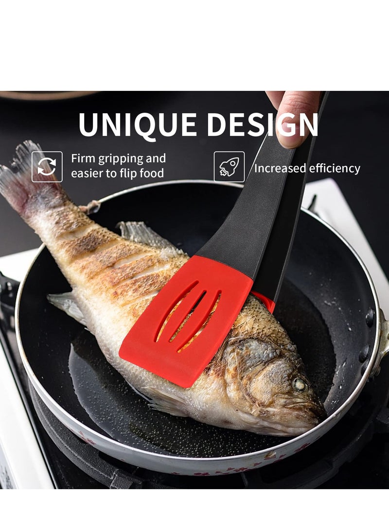 SYOSI 3-in-1 Silicone Spatula Tongs - Heat Resistant, Detachable Flexible Flipping Clip ,Multipurpose BBQ Food Clamp Slotted Spatula And For Meat Fish Egg Pasta Steak - Image 3