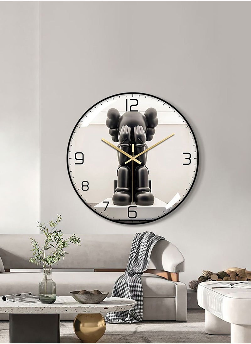 Merry Moments Modern Wall Clock KAWS Clock Wall Art Wall Decorative for Living Bedroom Kitchen Entryway Office Retail Mute Sweep Fashion Design AA Battery Powered Black Frame Size 30cm or 12 inches Type C  - Image 2
