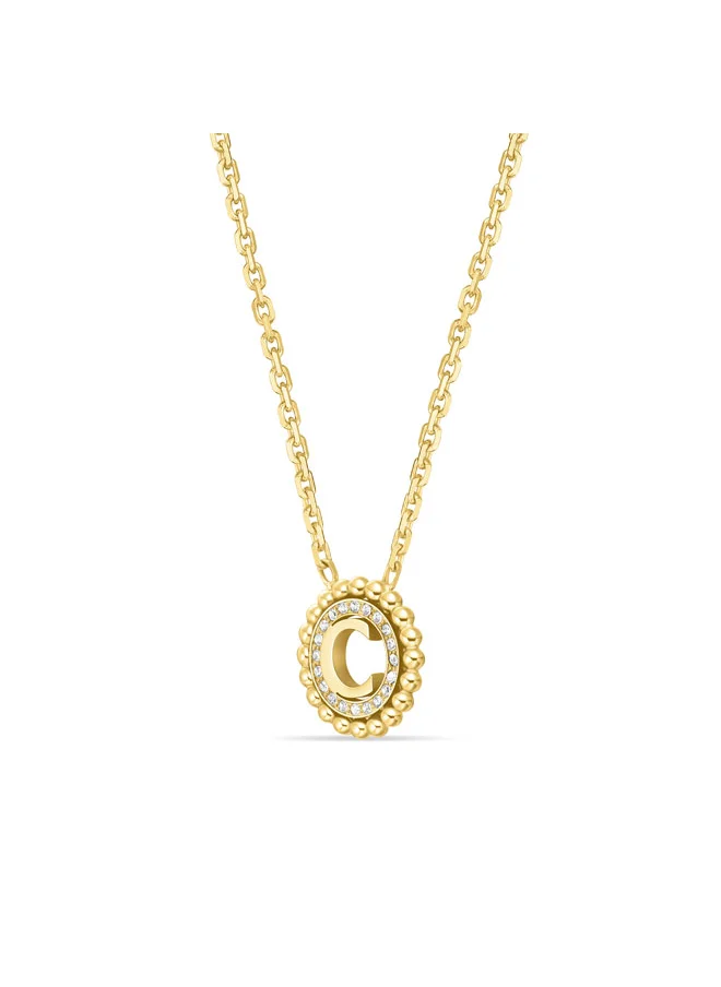 شيروتي 1881 Bianca Gold Plated Crystal-Embellished 'C' Pendant Necklace for Women