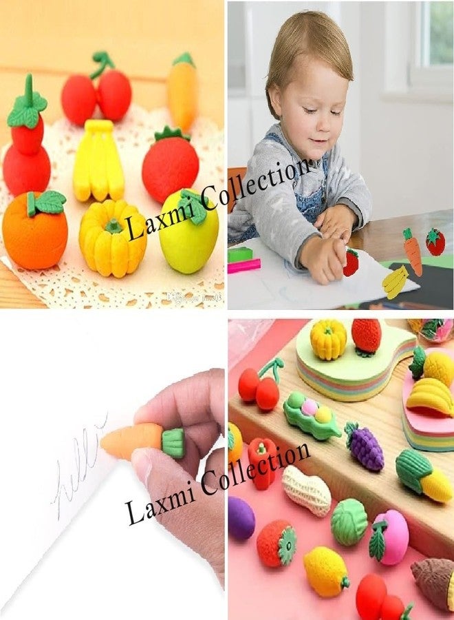 Laxmi Collection 10 Set Fruits Vegetable Eraser/Rubber Stationery for School Boys Girls Pinata fillers Return Gifts for Kids Birthday Party-Multicolor (10 Packet 40 Pcs Eraser) - Image 5
