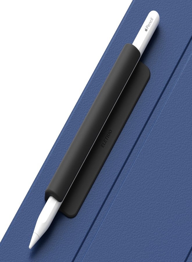 ELETIUO Silicone Pencil Holder Sleeve,Compatible with Apple Pencil (USB-C),Apple Pencil 1st/ 2nd Generation,Strong Adhesive Sticky Attached to iPad Case for Stylus Pens,Black - Image 1