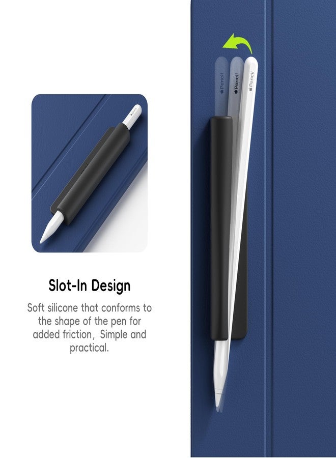 ELETIUO Silicone Pencil Holder Sleeve,Compatible with Apple Pencil (USB-C),Apple Pencil 1st/ 2nd Generation,Strong Adhesive Sticky Attached to iPad Case for Stylus Pens,Black - Image 3