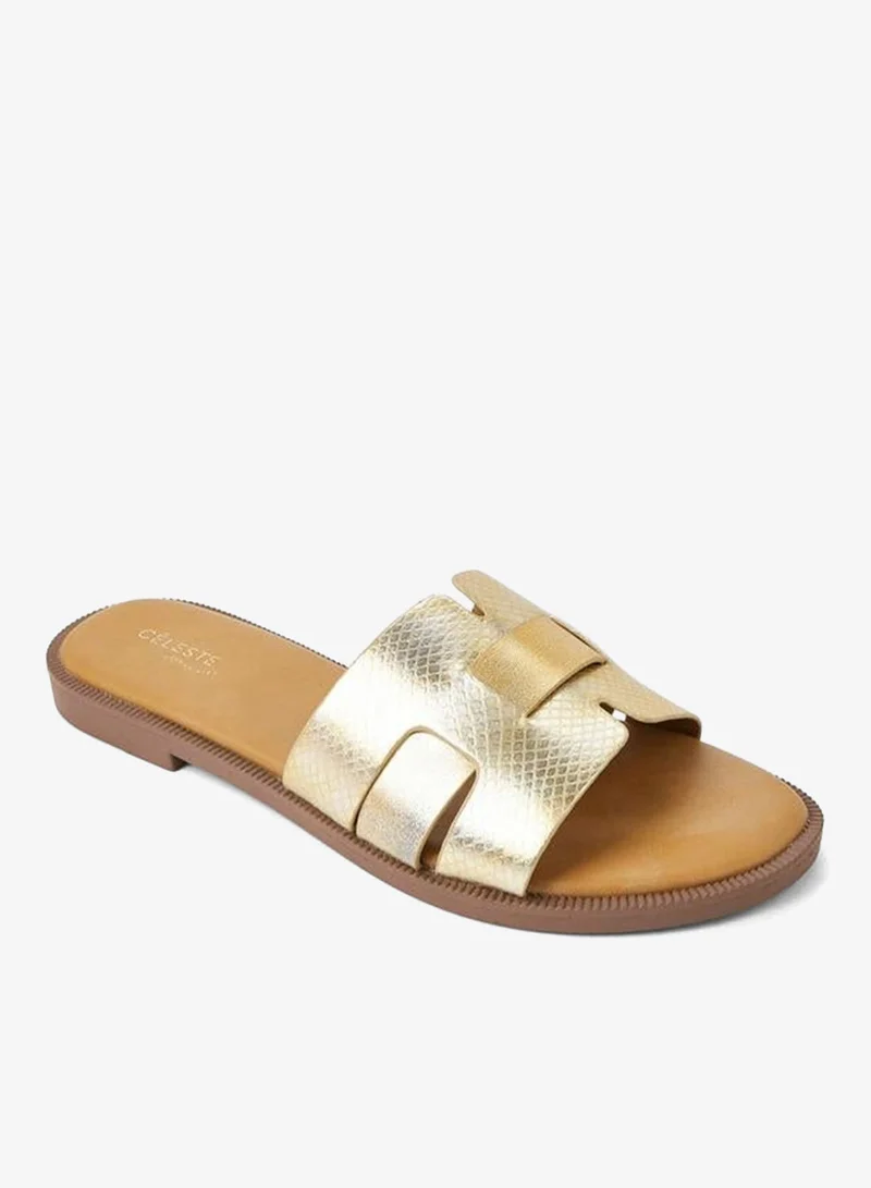 Celeste Women Textured Flat Sandals