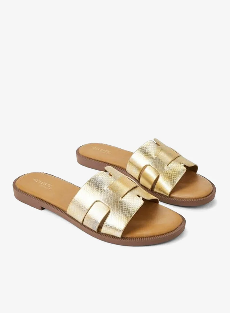 Celeste Women Textured Flat Sandals