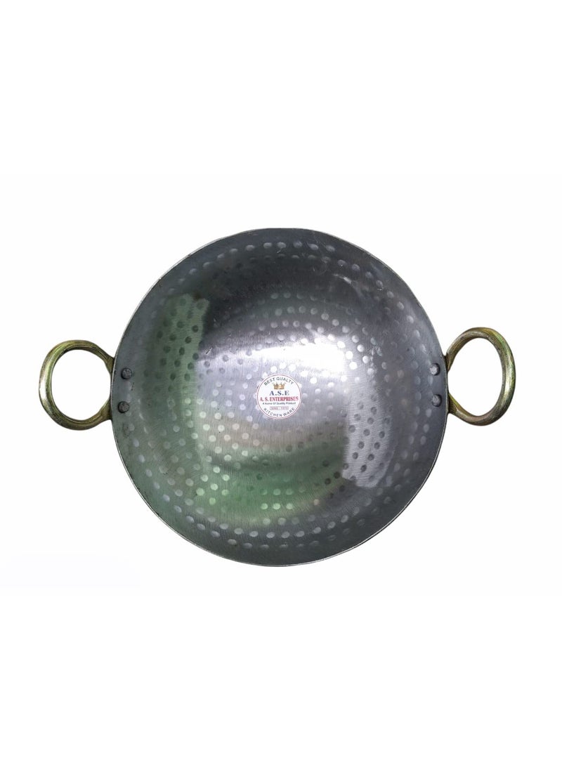 AS A S Heavy Base Iron MattharHammered Kadhai Kadai with Handle for Kitchen Deep Frying Kadai Combo 3 Piece 91114 inch  - Image 5