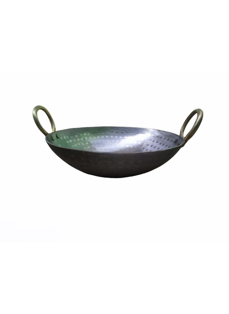 AS A S Heavy Base Iron MattharHammered Kadhai Kadai with Handle for Kitchen Deep Frying Kadai Combo 3 Piece 91114 inch  - Image 4