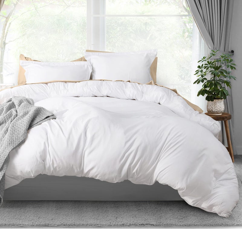 Utopia Bedding Duvet Cover California King Size - 3 Piece with Zipper Closure - 1 Comforter Cover 104X98 Inches & 2 Pillow Shams 20X36 Inches (White) Comforter Not Included - Image 1