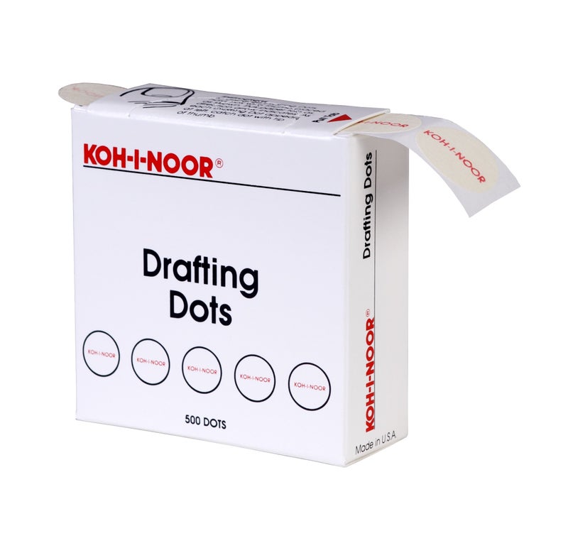 Koh-I-Noor Drafting Dots, 7/8 Inches Diameter, 500 per Box, White, 1 Box (25900J01) - Image 1