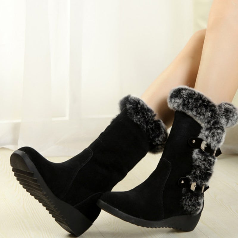 1 Pc Autumn Winter Women Middle Tube Plush Boots Winter Shoes(Size 40) - Image 1