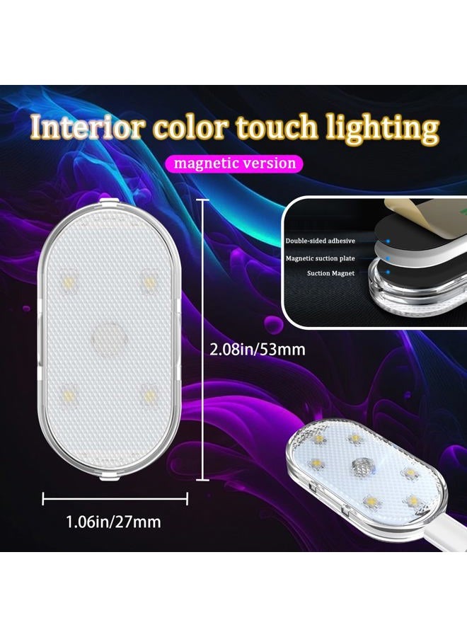 vvag 4 PCS Car LED Lights for Car Interior, 7 Colors Magnetic USB Wireless LED Lights with Bright LED Lamp Beads, Portable Touch Rechargeable LED Interior Auto Lights for Car Decor - Image 2