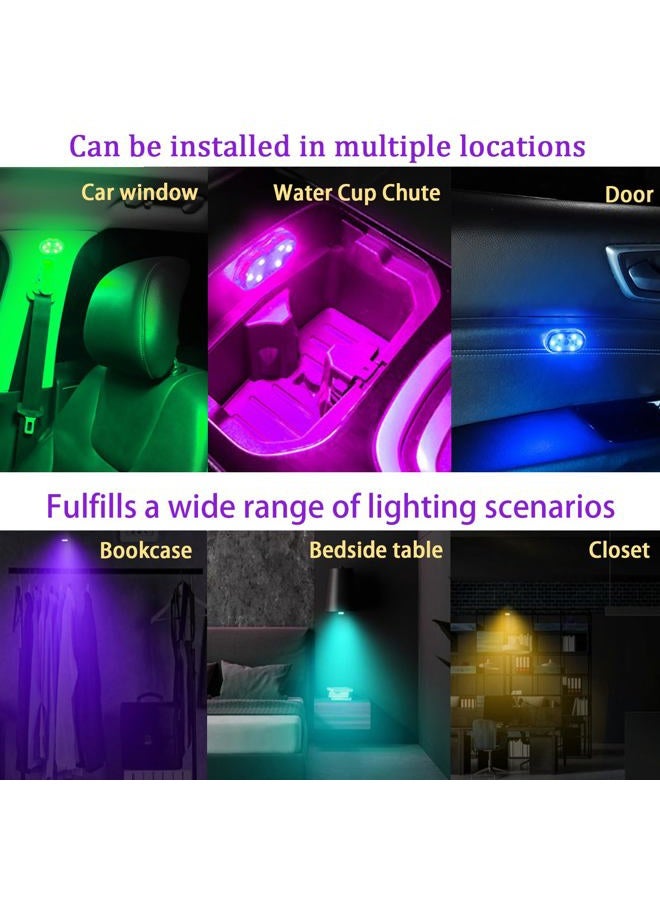vvag 4 PCS Car LED Lights for Car Interior, 7 Colors Magnetic USB Wireless LED Lights with Bright LED Lamp Beads, Portable Touch Rechargeable LED Interior Auto Lights for Car Decor - Image 5