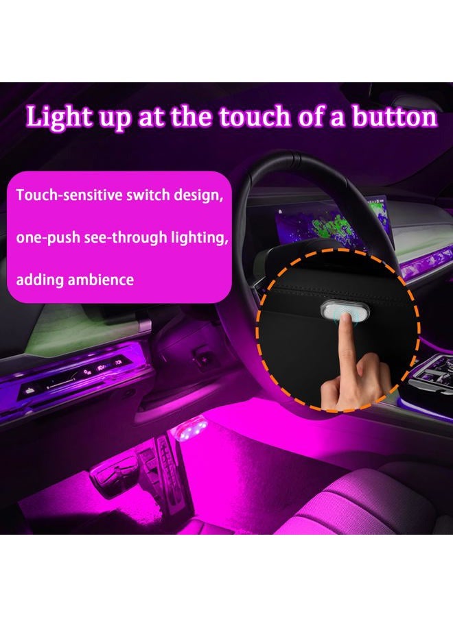 vvag 4 PCS Car LED Lights for Car Interior, 7 Colors Magnetic USB Wireless LED Lights with Bright LED Lamp Beads, Portable Touch Rechargeable LED Interior Auto Lights for Car Decor - Image 4