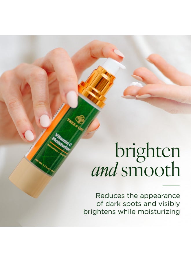 Tree of Life Vitamin C Brightening Facial Moisturizer Cream + Renewing Vitamin E + Aloe Vera Boost, Clean Dermatologist-Tested Skin care,1.7 Fl Oz