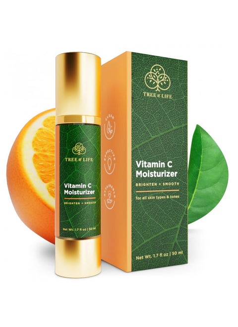 Tree of Life Vitamin C Brightening Facial Moisturizer Cream + Renewing Vitamin E + Aloe Vera Boost, Clean Dermatologist-Tested Skin care,1.7 Fl Oz