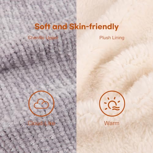 LongBay Women's Chenille Knit Bootie Slippers Cute Plush Fleece Memory Foam House Shoes (Large / 9-10 B(M), Grey) - Image 3