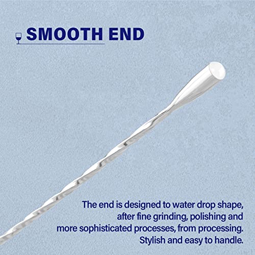 Briout Bar Spoon Cocktail Mixing Stirrers for Drink, Stainless Steel 12 Inches Long Handle, Silver 2 Pieces - Image 5