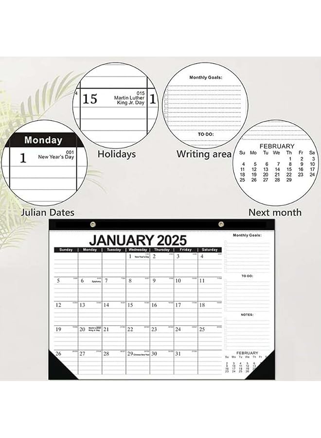 erorex Desk Wall Calendar Large Monthly Covers January 2025 To June 2026 The 18 Months Monthly Calendar With Thick Paper For Planning And Organizing For Home Or Office Black  - Image 2