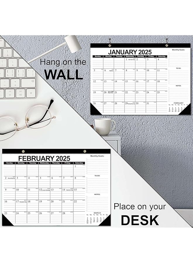 erorex Desk Wall Calendar Large Monthly Covers January 2025 To June 2026 The 18 Months Monthly Calendar With Thick Paper For Planning And Organizing For Home Or Office Black  - Image 3