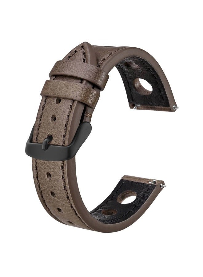 BISONSTRAP Rally Watch Bands, Waxed Leather Watch Straps for Men, 20mm, Taupe (Grey) with Black Buckle  - Image 1