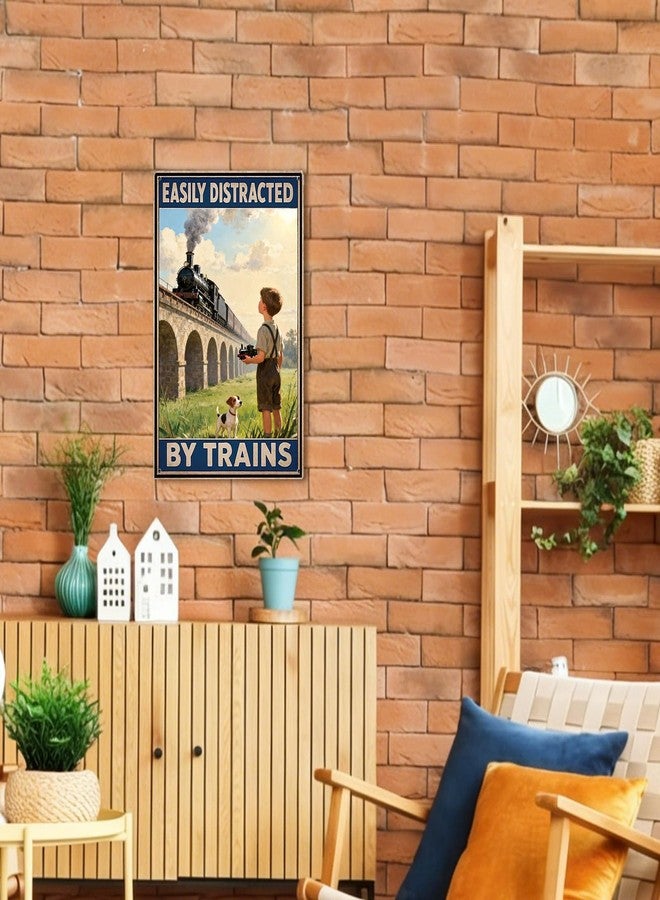 Bnesi Easily Distracted By Trains Vintage Train Decor Sign, Ideal Boys Room Decor & Man Cave Decor for Train Lovers, Perfect Train Gifts for Men & Decorations for Train Themes (Train) - Image 4