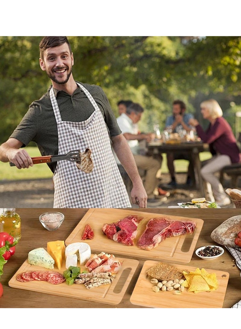 ZERIFAM Bamboo Cutting Board - Bamboo Wood Cutting Chopping, 3 Pack Set Of Bamboo And Wood Chopping Boards, Suitable For Cutting Vegetables, Fruits, Noodles And Other Types Of Food. - Image 4