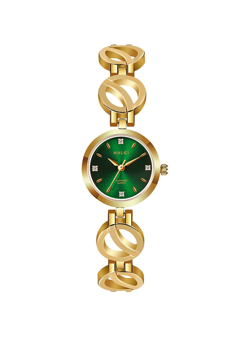 هالي هارلي السيدات الخفيفة الفاخرة سوار ووتش 5004L-24mm - الذهب / الأخضر - Image 4