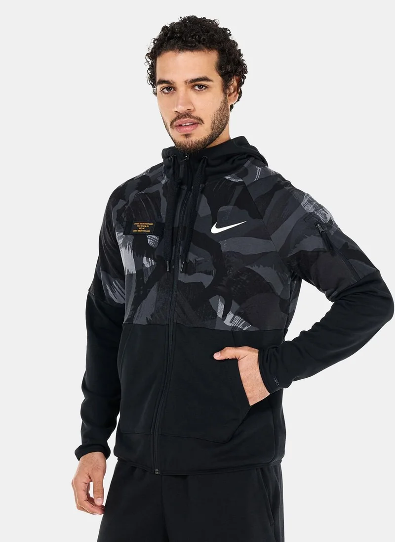 Nike Men's Dri-FIT Fleece Full-Zip Camo Fitness Hoodie
