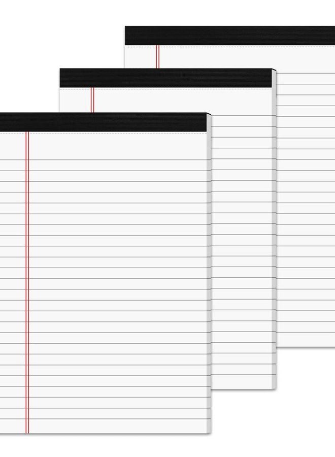 Aidunmis 3 Pack Small Legal Pads 5x8 White Notepads Paper Tablets 5x8 Legal Pad 80 Gsm Lined Pads of Paper 5x8 College Ruled Writing Pads 30 Sheets/Pad, 25 Lines Note Pads for School, Office & 1 Wood Clipboard - Image 1