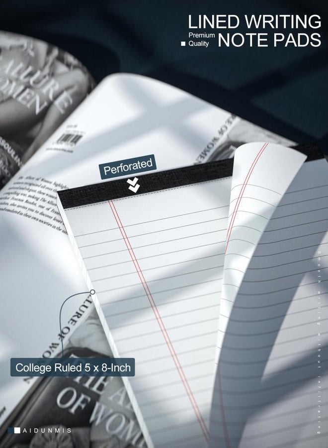 Aidunmis 3 Pack Small Legal Pads 5x8 White Notepads Paper Tablets 5x8 Legal Pad 80 Gsm Lined Pads of Paper 5x8 College Ruled Writing Pads 30 Sheets/Pad, 25 Lines Note Pads for School, Office & 1 Wood Clipboard - Image 3