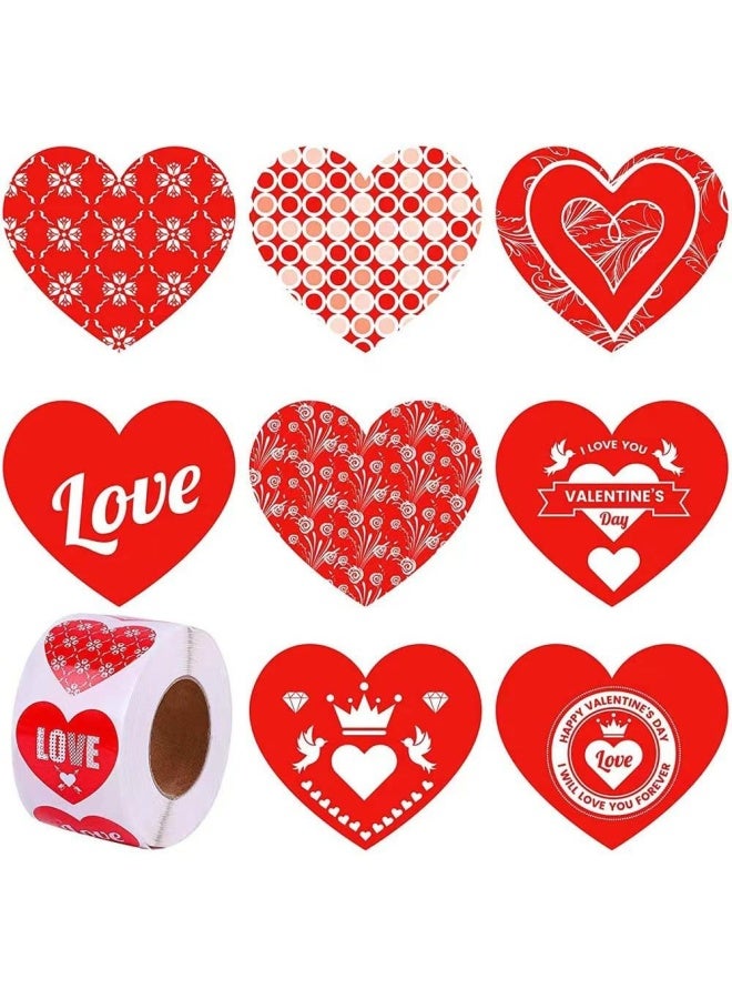 Premify 500  Pieces Funky Heart Roll Stickers Colorful Heart Shaped Stickers Love Decorative Stickers Heart Labels For Wedding Party - Image 1