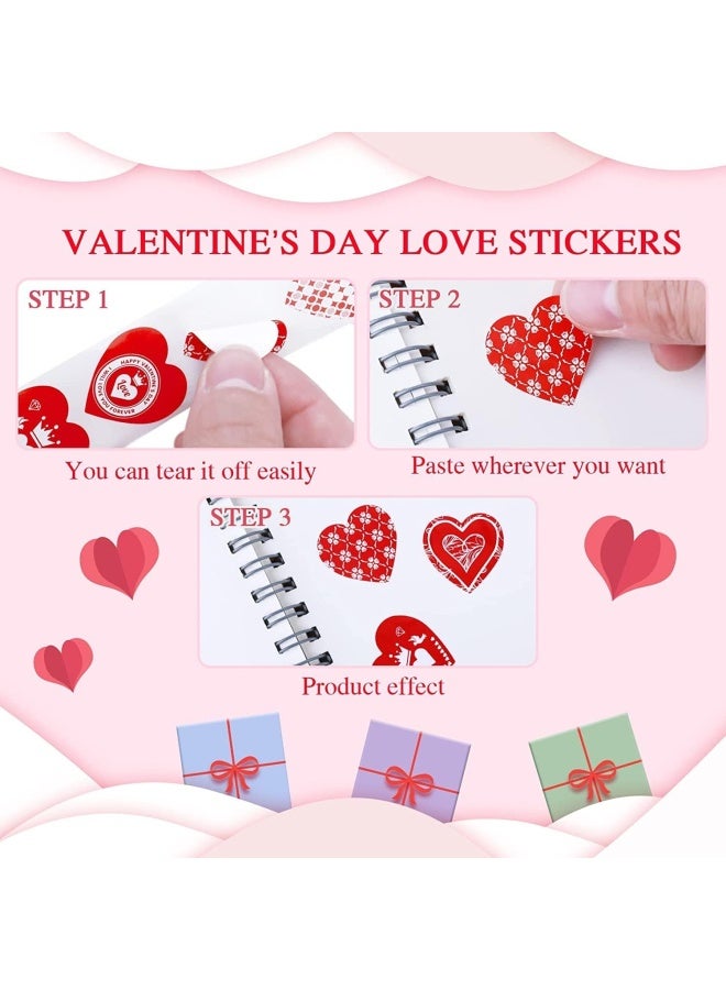 Premify 500  Pieces Funky Heart Roll Stickers Colorful Heart Shaped Stickers Love Decorative Stickers Heart Labels For Wedding Party - Image 3