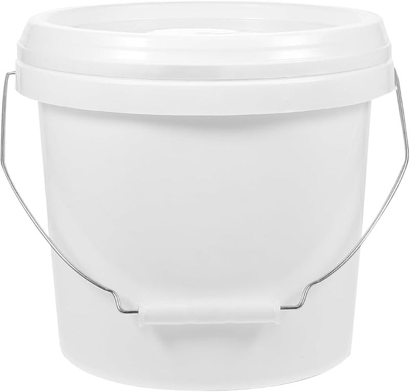 8L White Plastic Bucket With Lid Practical Paint And Bait Container - Image 1