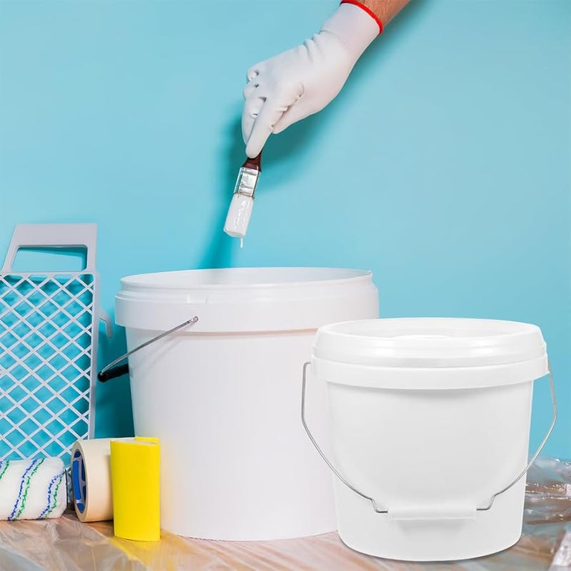 8L White Plastic Bucket With Lid Practical Paint And Bait Container - Image 5