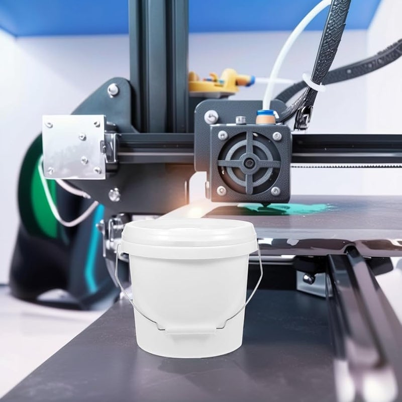 8L White Plastic Bucket With Lid Practical Paint And Bait Container - Image 3