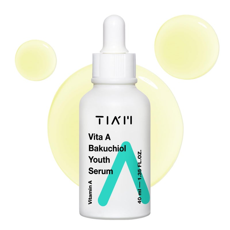 TIA'M Vita A Bakuchiol Youth Serum, 1.35 fl oz, Anti-Aging Serum for Wrinkles & Dark Spots, Enhances Firmness & Elasticity, Retinol Alternative for Sensitive Skin, Korean Skin Care - Image 1