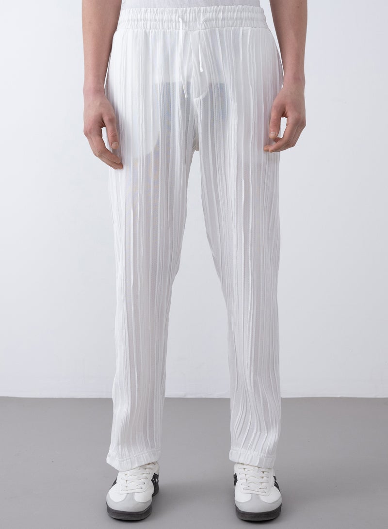 Marrakech Drawstring Casual Trousers for Men – White - Image 1