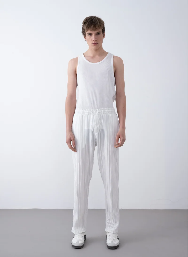 Marrakech Drawstring Casual Trousers for Men – White